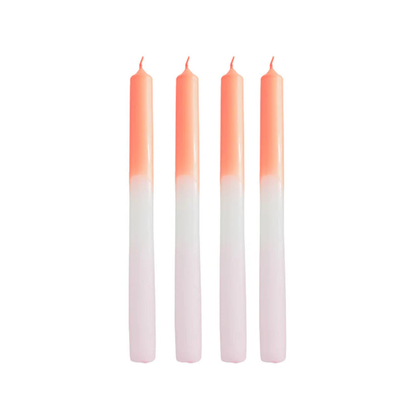 Bougies néon - orange/rose light (set de 4)