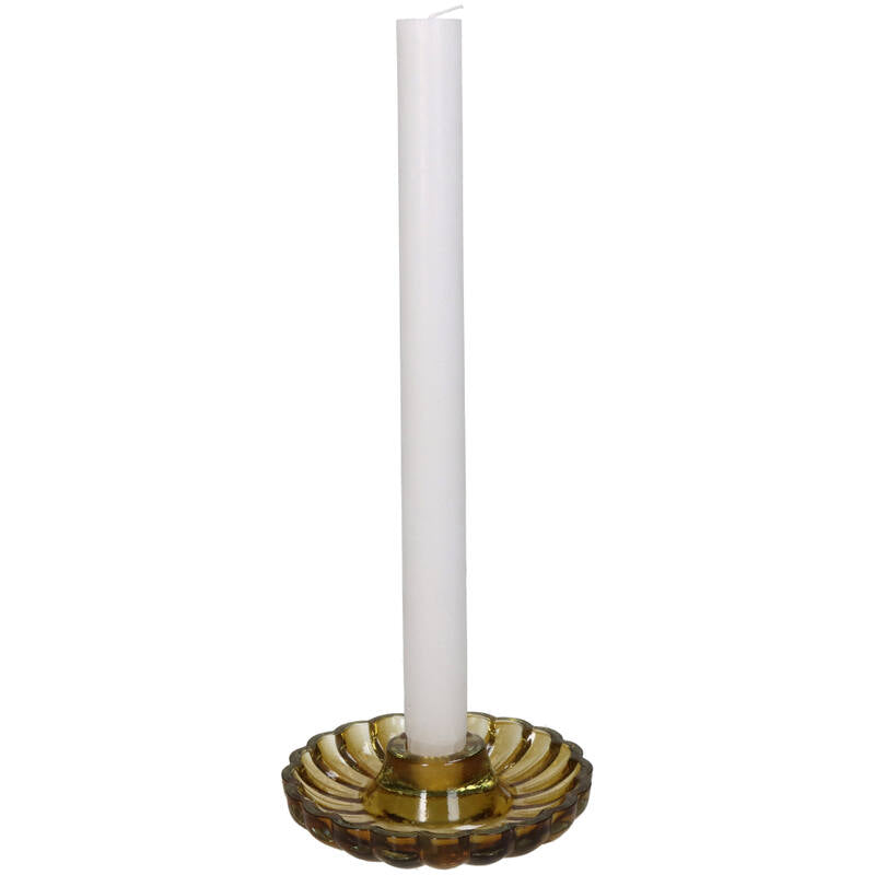 Bougeoir en verre - ambre