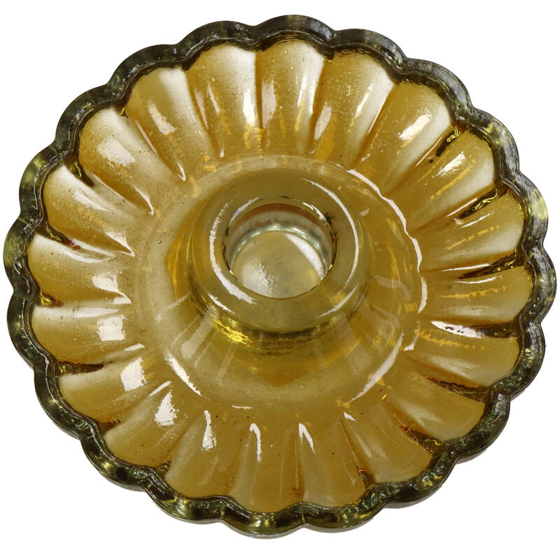 Bougeoir en verre - ambre