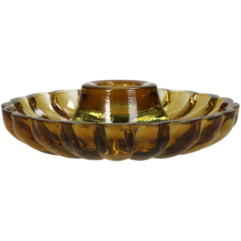 Bougeoir en verre - ambre