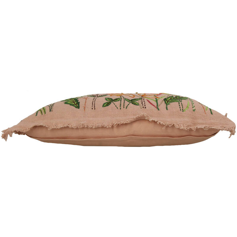 Coussin brodé à fleurs - 40 x 60 cm