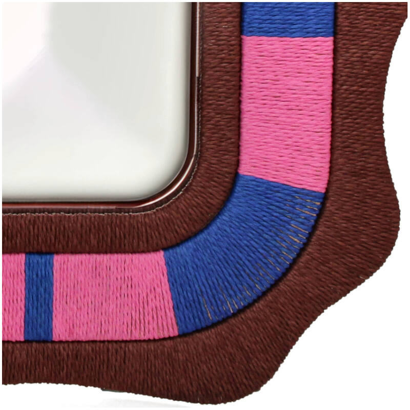 Miroir cordes - bleu & rose