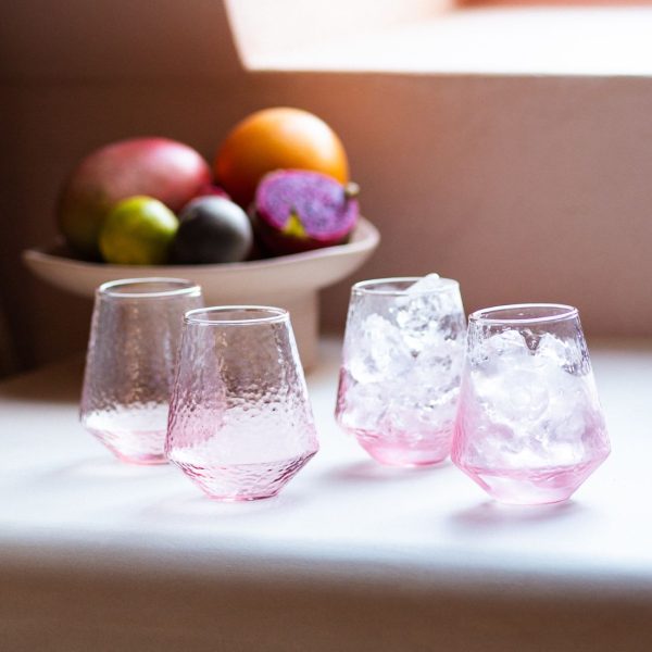 Lot de 4 verres à eau CLAUDE - rose