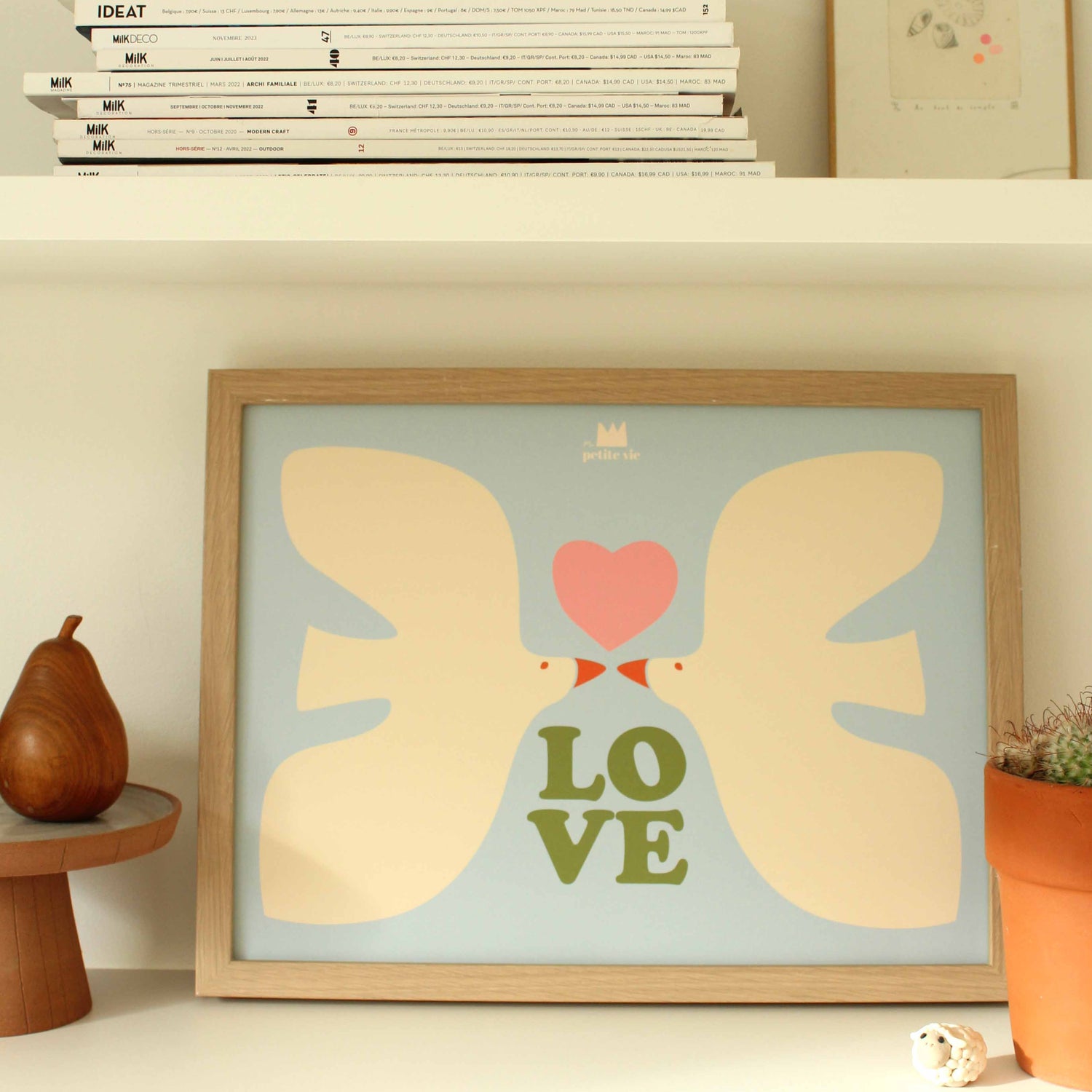 Affiche LOVE, avec colombes et coeur de MA PETITE VIE