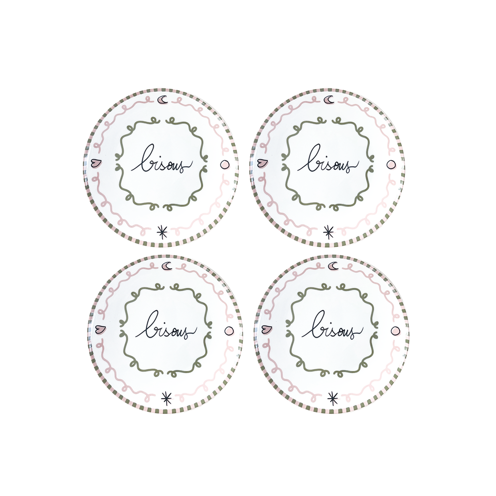 Set de 4 assiettes à dessert avec motif "Bisous" – Opjet Paris