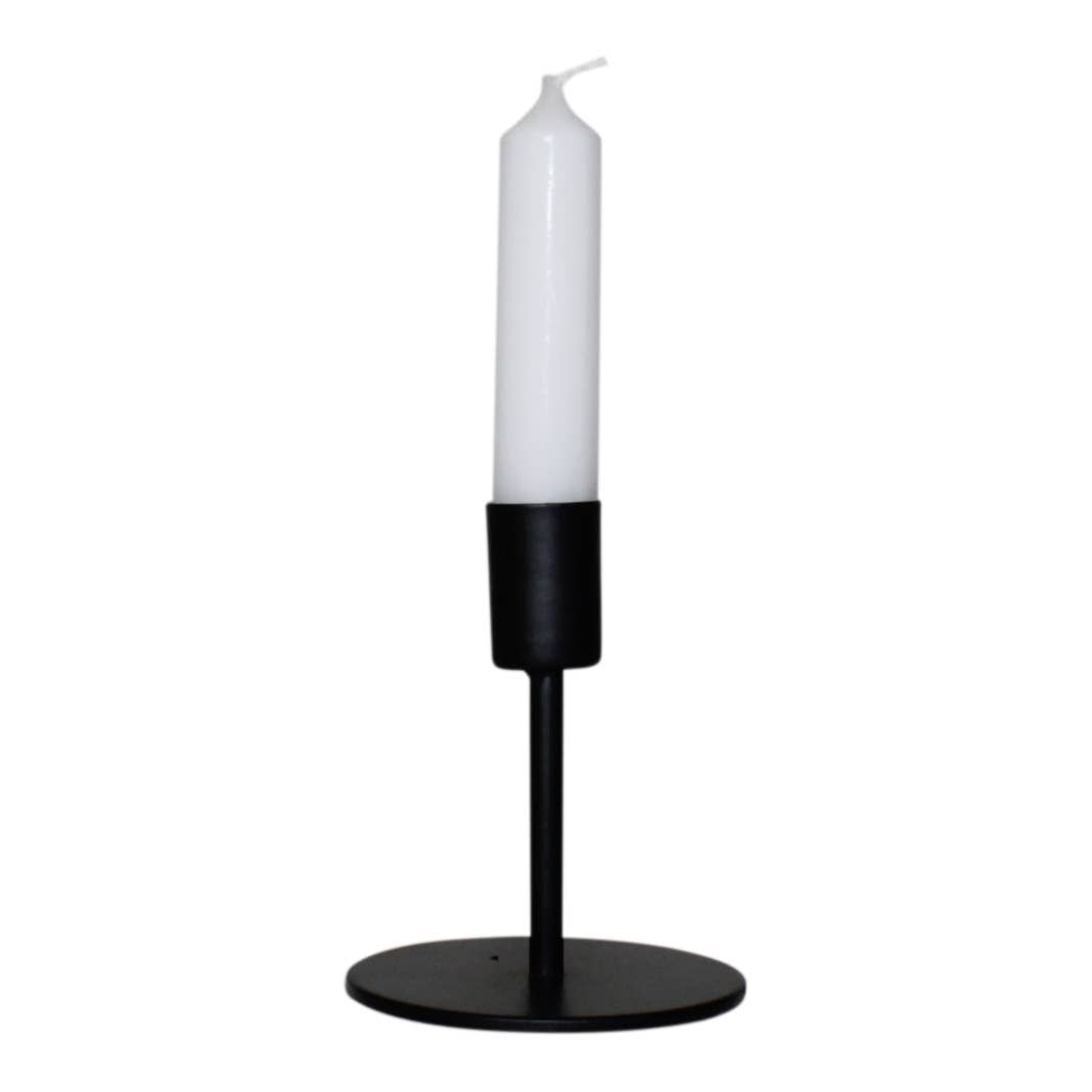 Bougeoir pied rond métal Housevitamin – noir mat minimaliste
