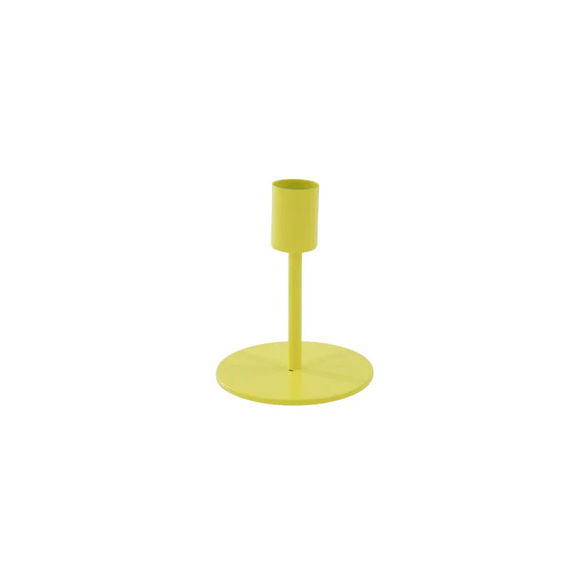 Bougeoir pied rond métal Housevitamin – jaune néon lumineux