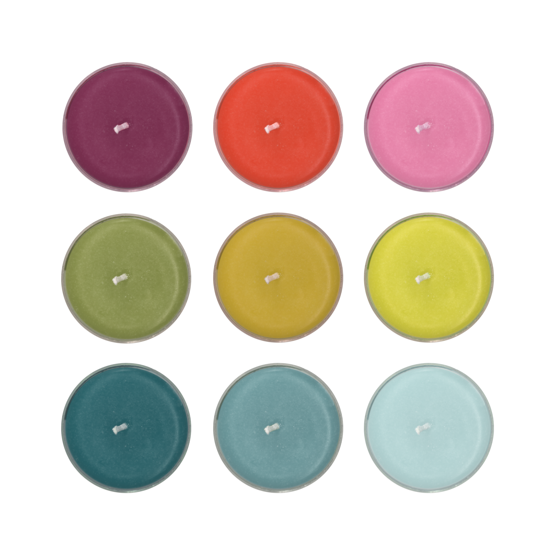 Lot de 9 bougies chauffe-plat colorées | REMEMBER