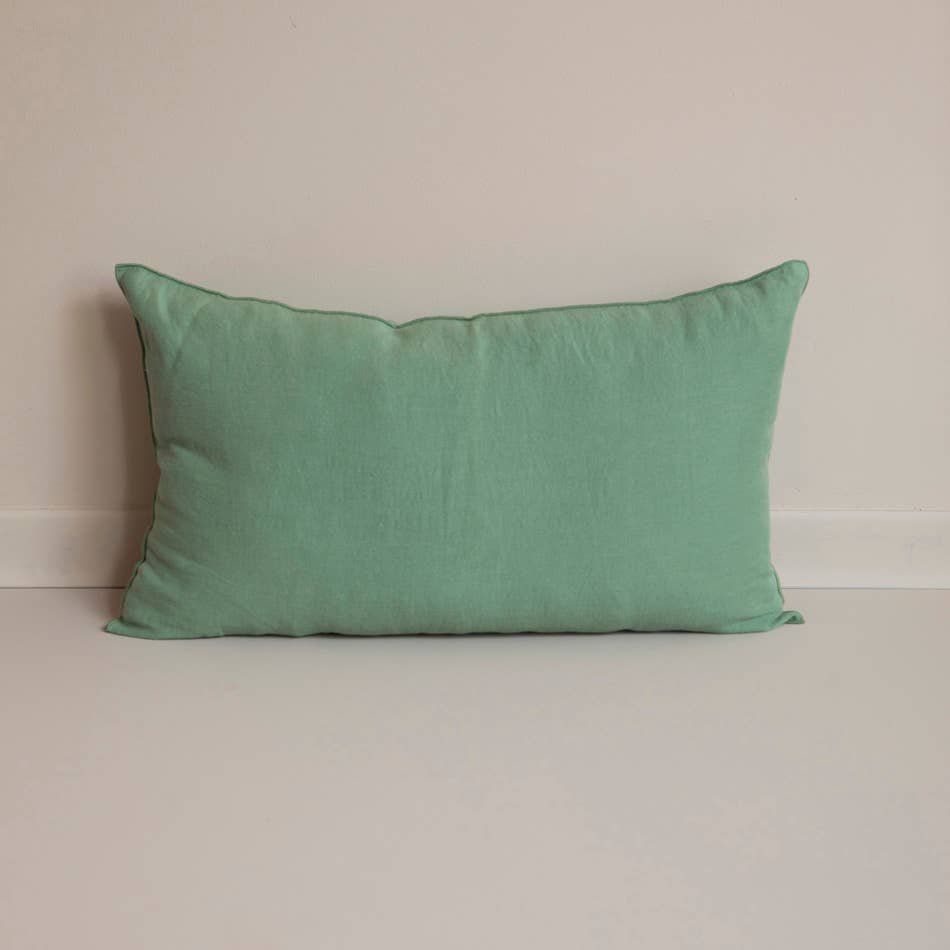 Coussin en lin uni - vert clair