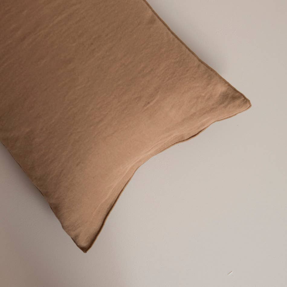 Coussin en lin uni - tabac