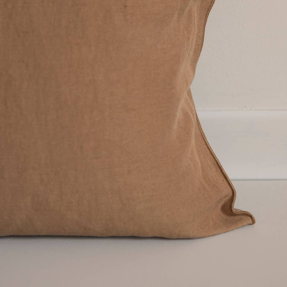 Coussin en lin uni - tabac
