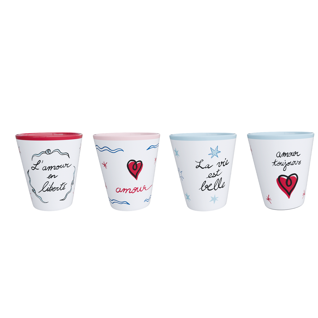 Gobelets AMOUR en LIBERTE (x4)