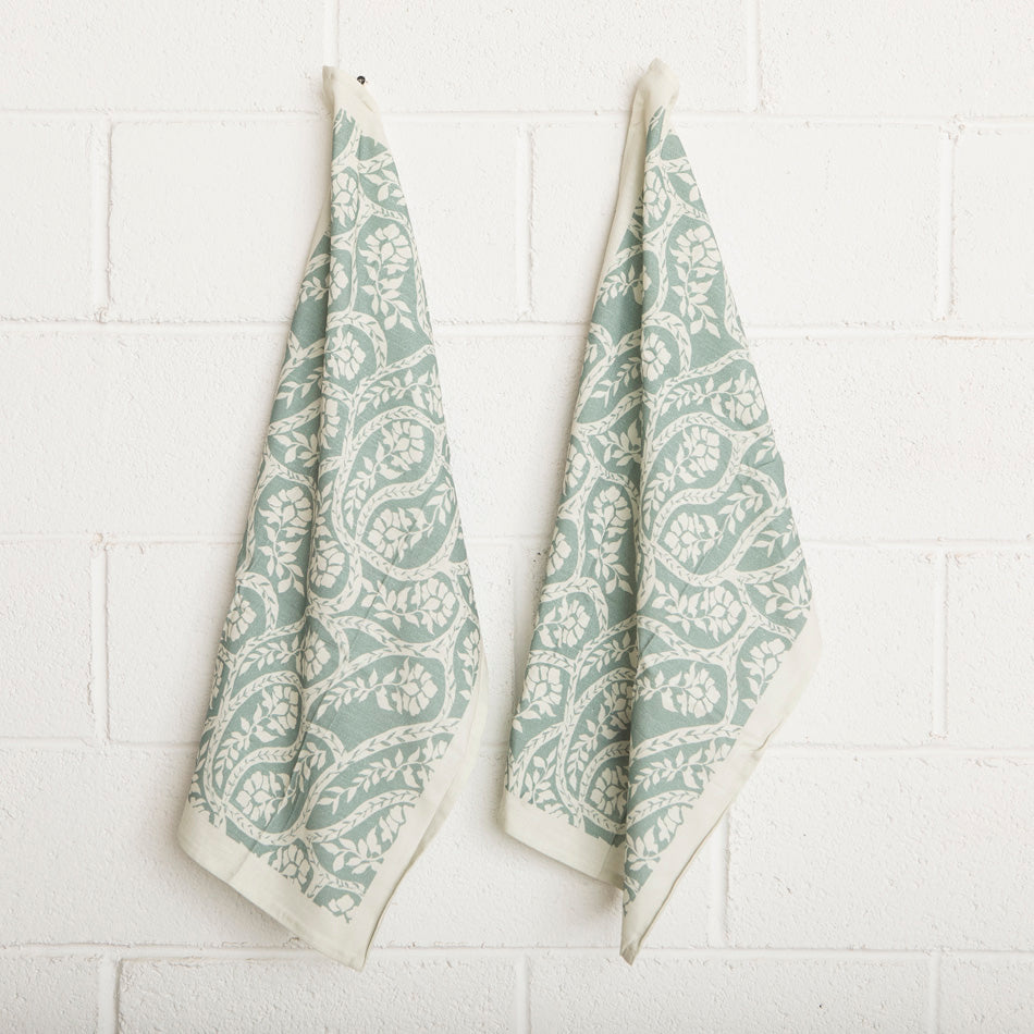 Torchons de cuisine Jade Green Cachemire - Lot de 2