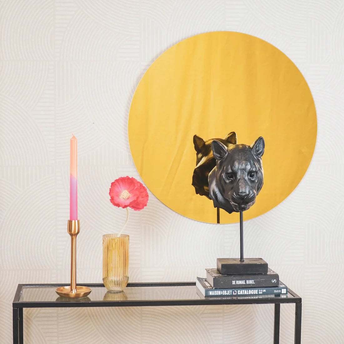 Miroir rond - Golden glass
