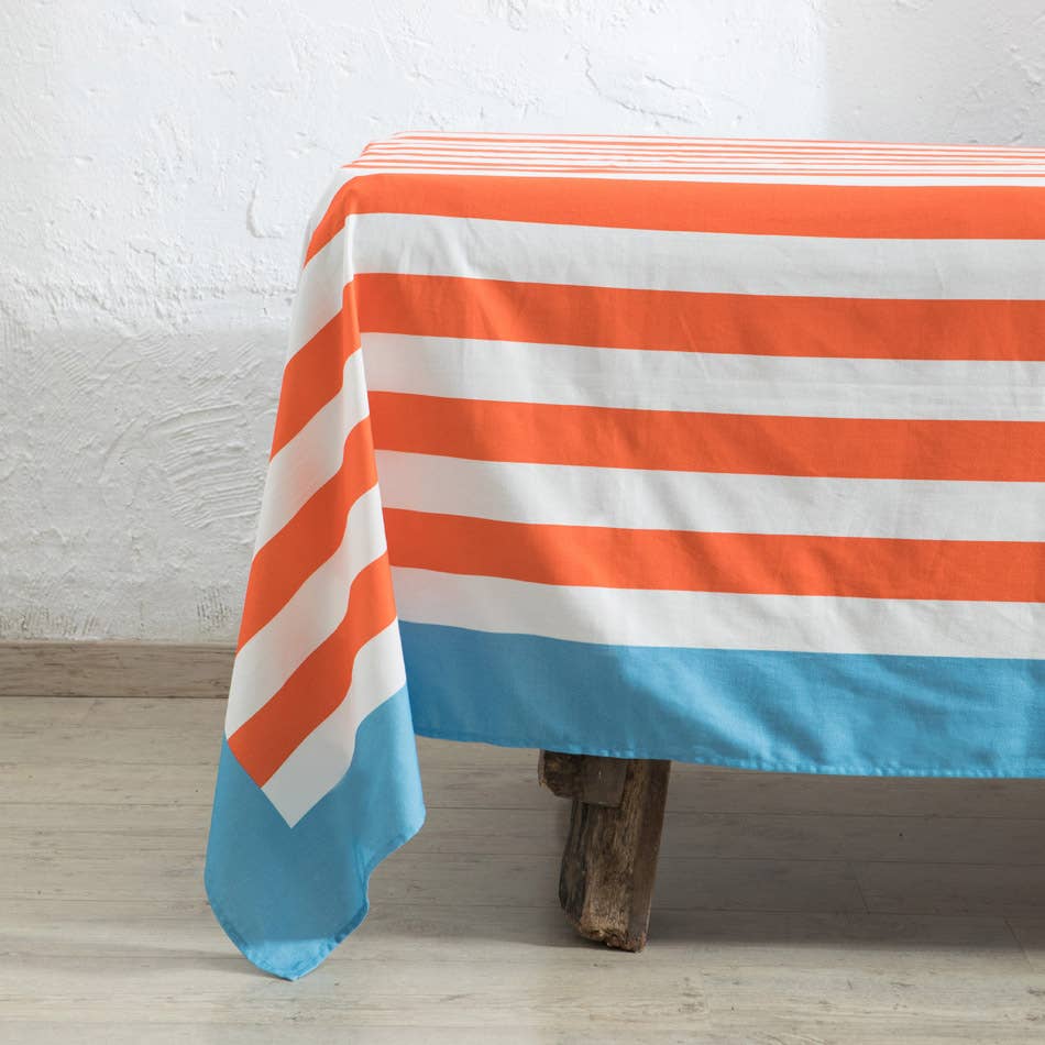 Nappe à rayures orange - 160 x 270 cm