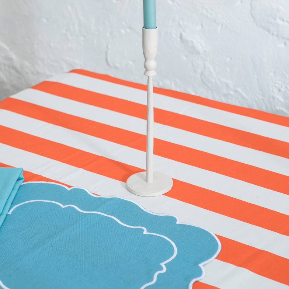 Nappe à rayures orange - 160 x 270 cm