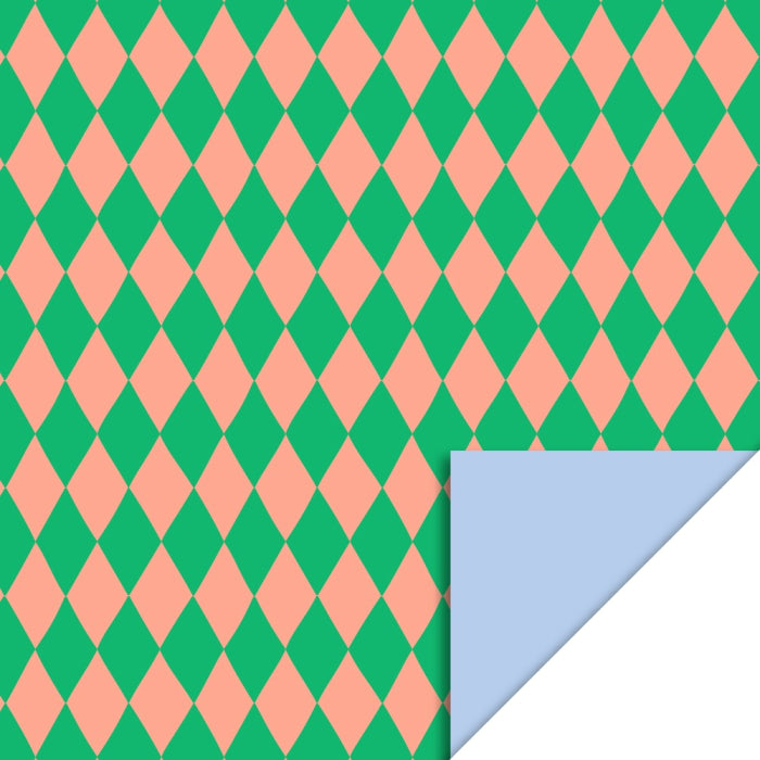 Rouleau papier cadeau - Arlequin Saumon / vert
