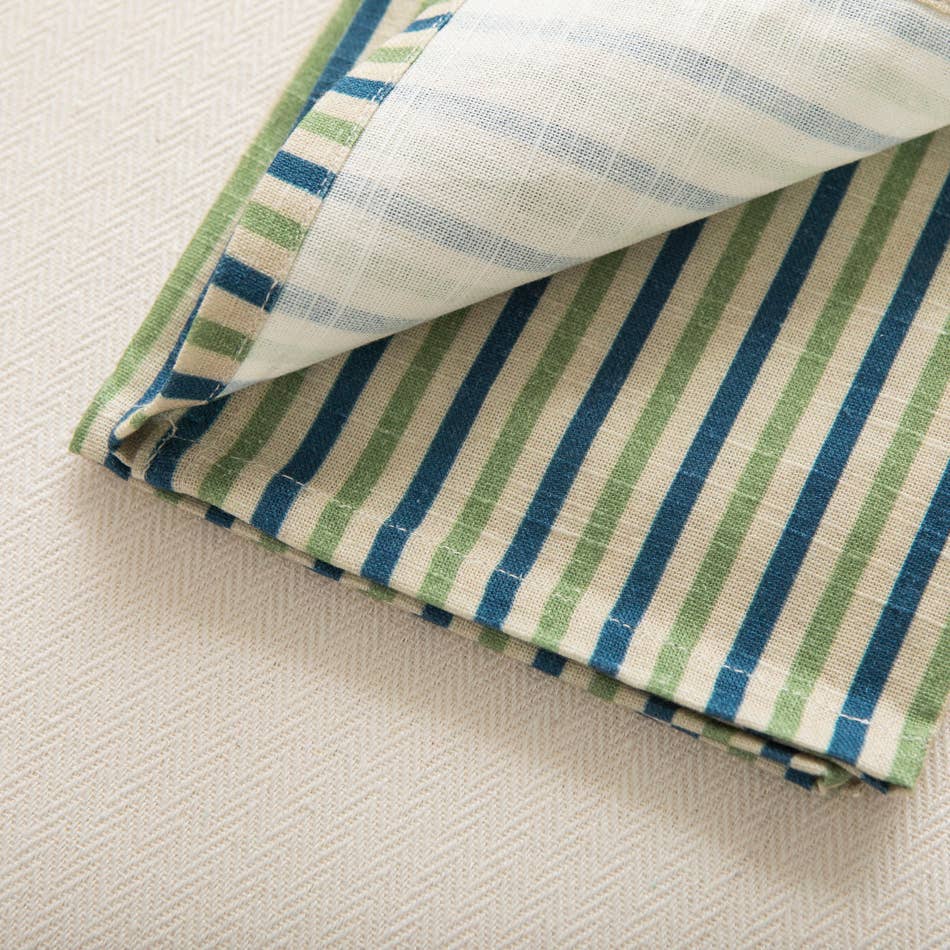 Lot de 2 serviettes à rayures bleues