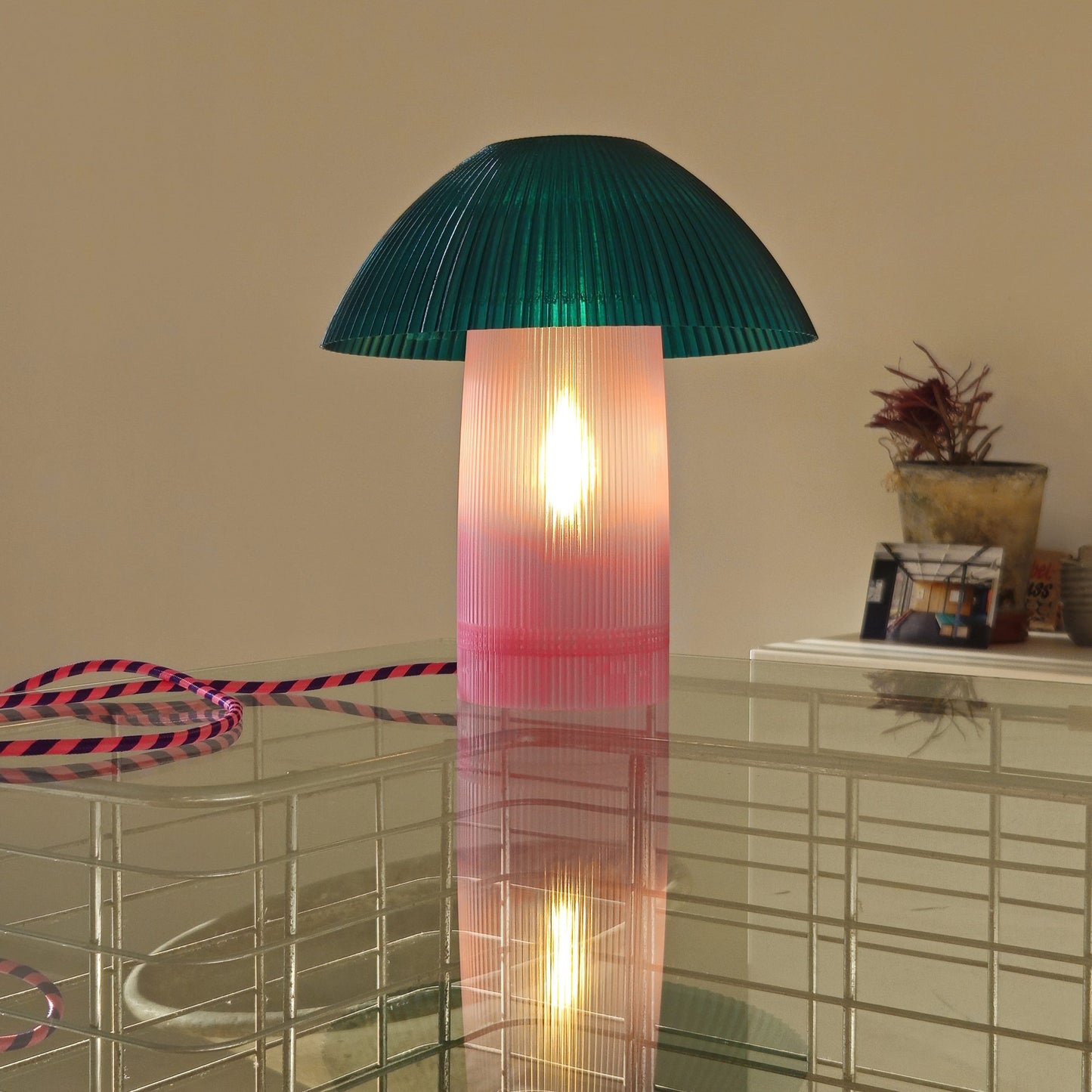 Lampe SHROOM - rose & vert