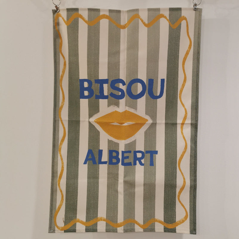 Torchon à message BISOU ALBERT, par Maison x Albert, made in France