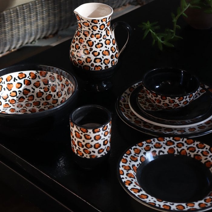 Vaisselle FIERA motif léopard, de Maison MARMOL, fabriquée en Espagne