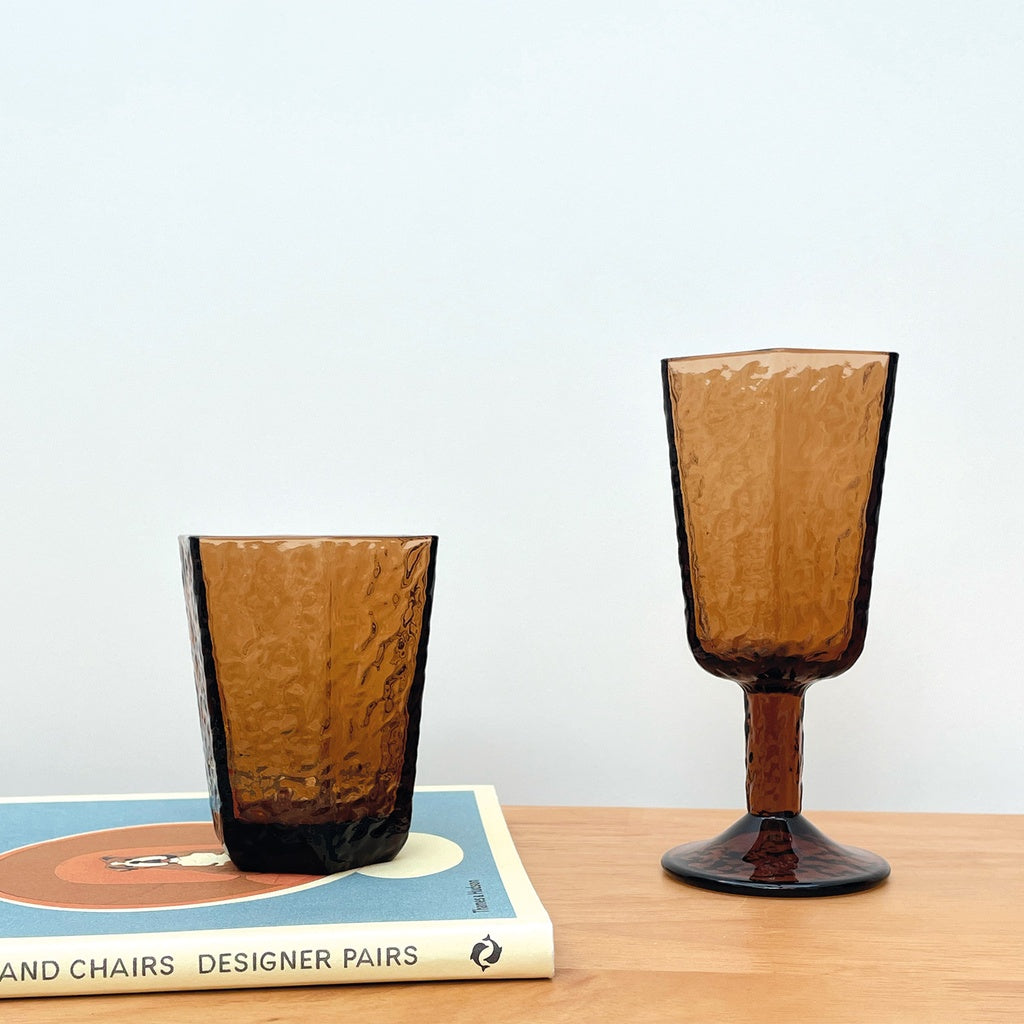 Verres à eau et à vin ROCKY marron – OPJET PARIS, style fumé