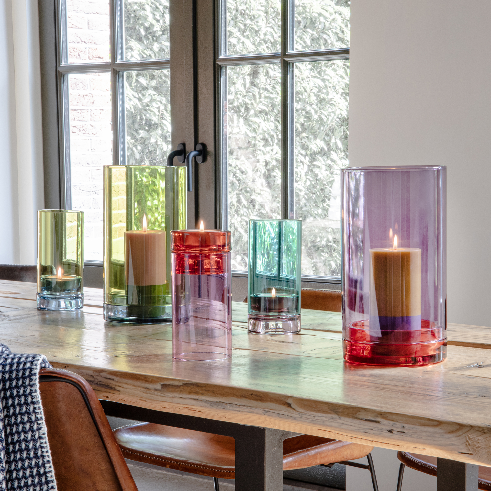 Lanterne en verre LUCIUS - Violet & Rose