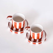 Set de 2 tasses espresso avec soucoupes – STRIPES cotto orange