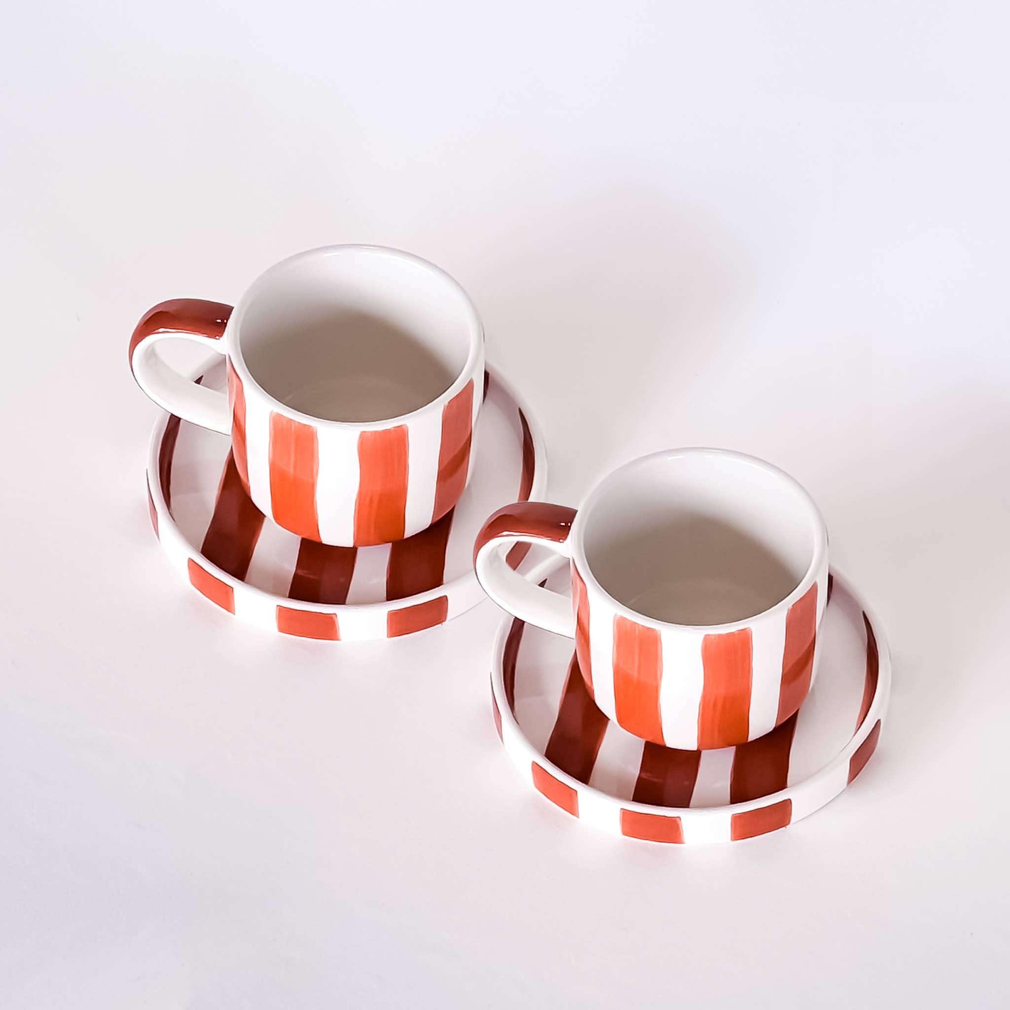 Set de 2 tasses espresso avec soucoupes – STRIPES cotto orange