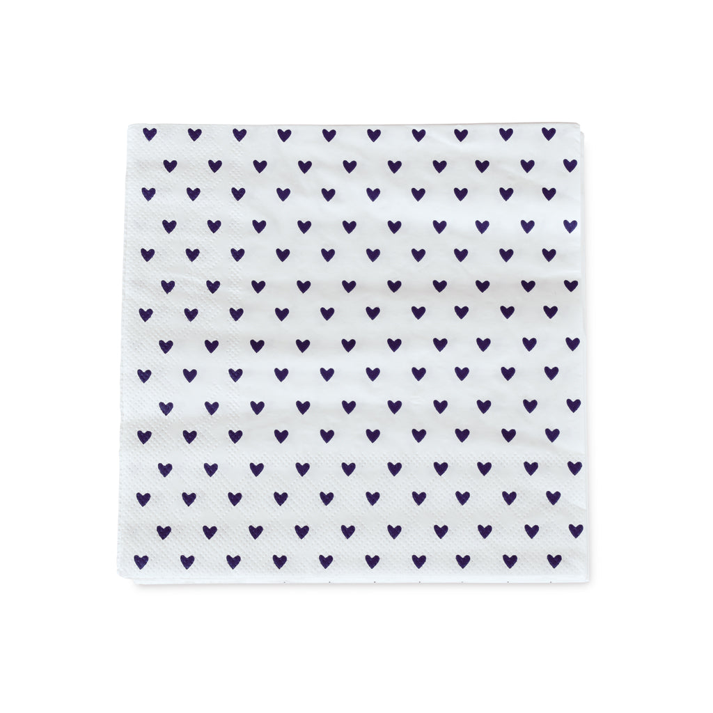 Serviettes en papier Petits Cœurs bleus – Lot de 20