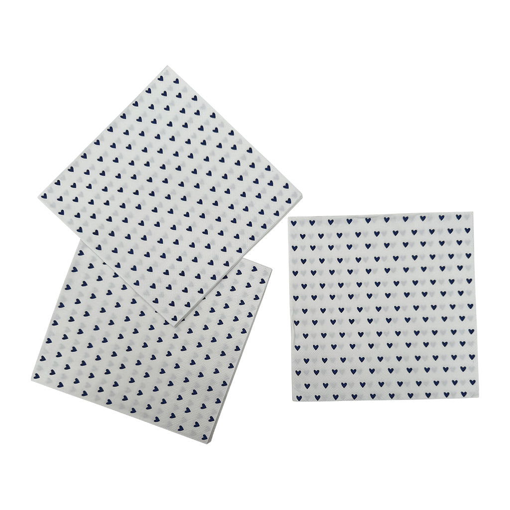 Serviettes en papier Petits Cœurs bleus – Lot de 20