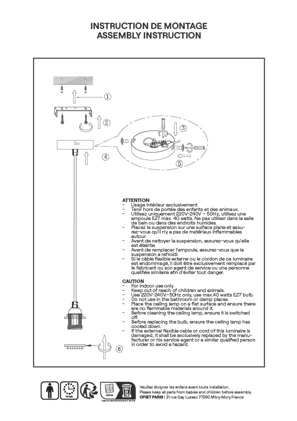 Suspension douille blanche 110cm câble tissé blanc