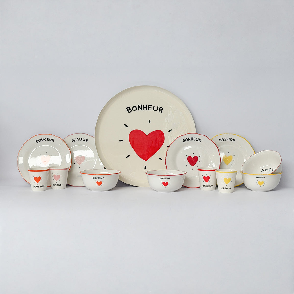 Set de 4 dessous de verre CŒURS