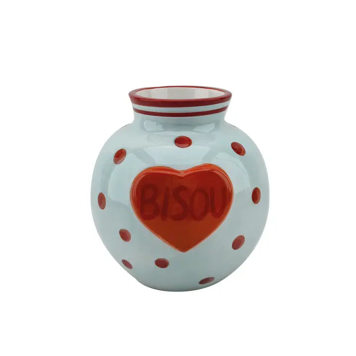 Vase coeur BISOU bleu