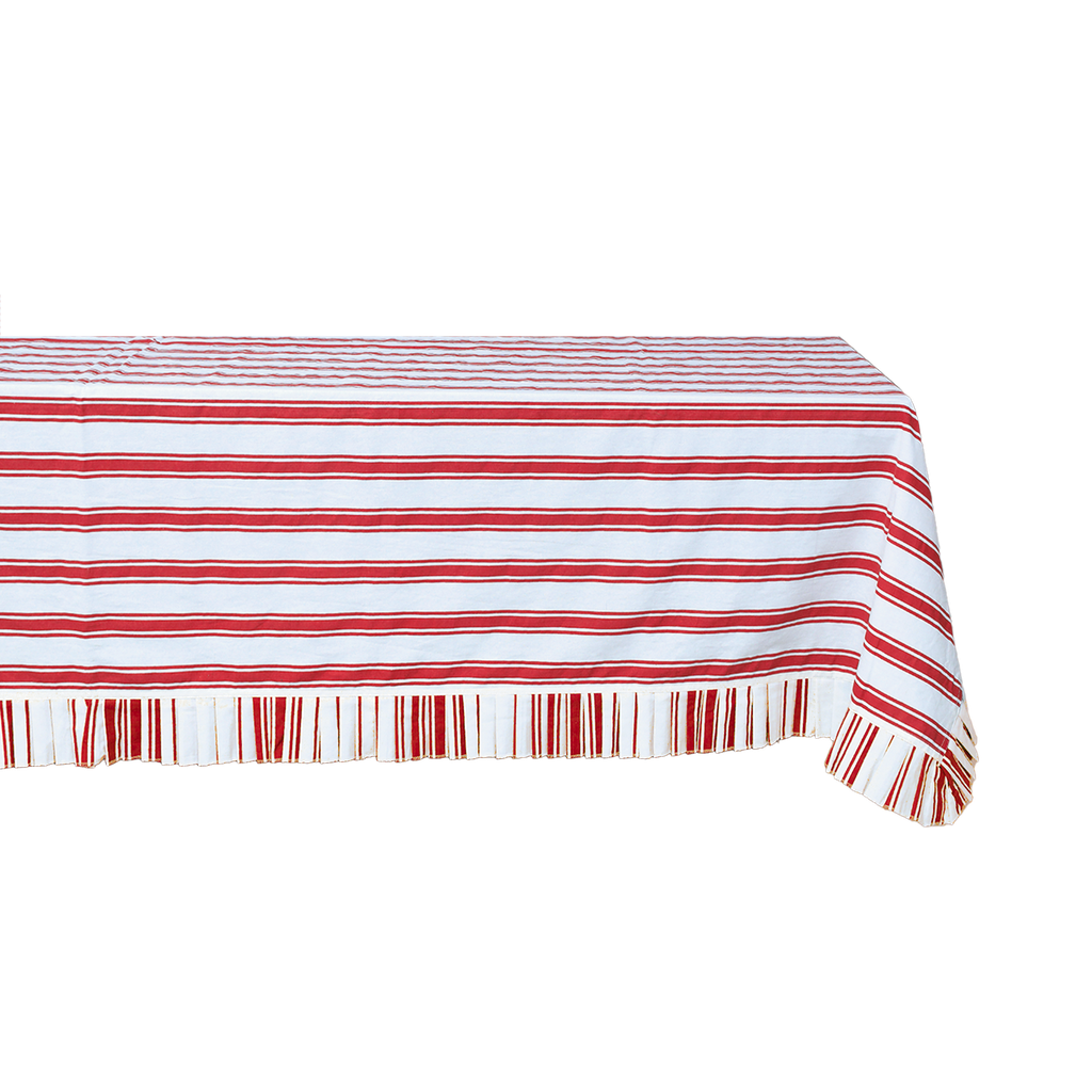 Nappe rayée à volant 150 x 260 cm