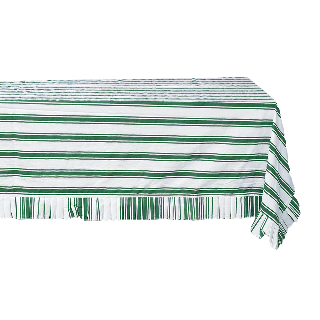 Nappe rayée à volant 150 x 260 cm