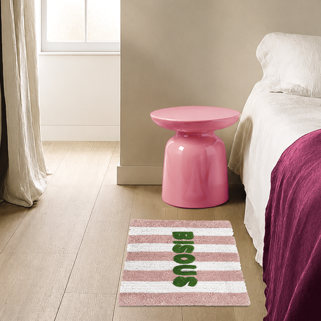Tapis Bisous rayé rose 50 × 80 cm