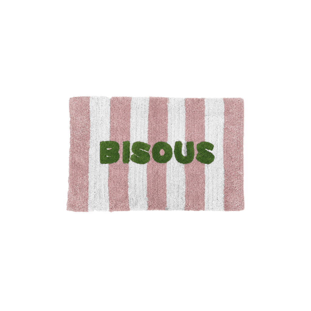 Tapis Bisous rayé rose 50 × 80 cm
