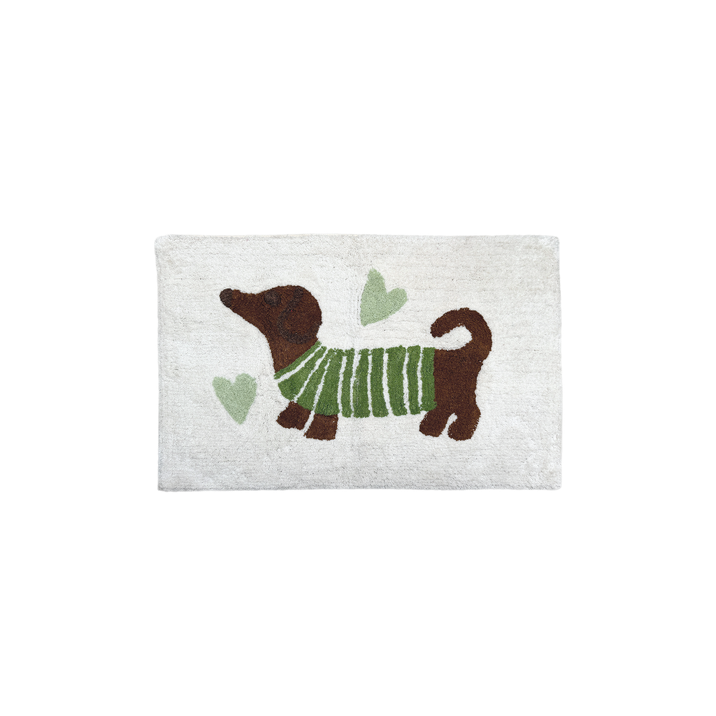 Tapis Sausage Dog vert 50 × 80 cm