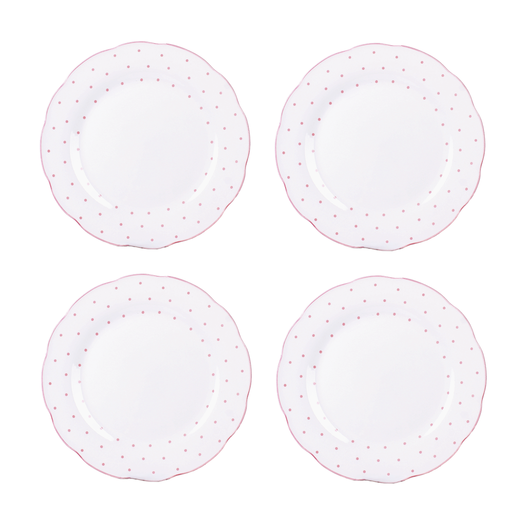 Set de 4 assiettes plates à pois