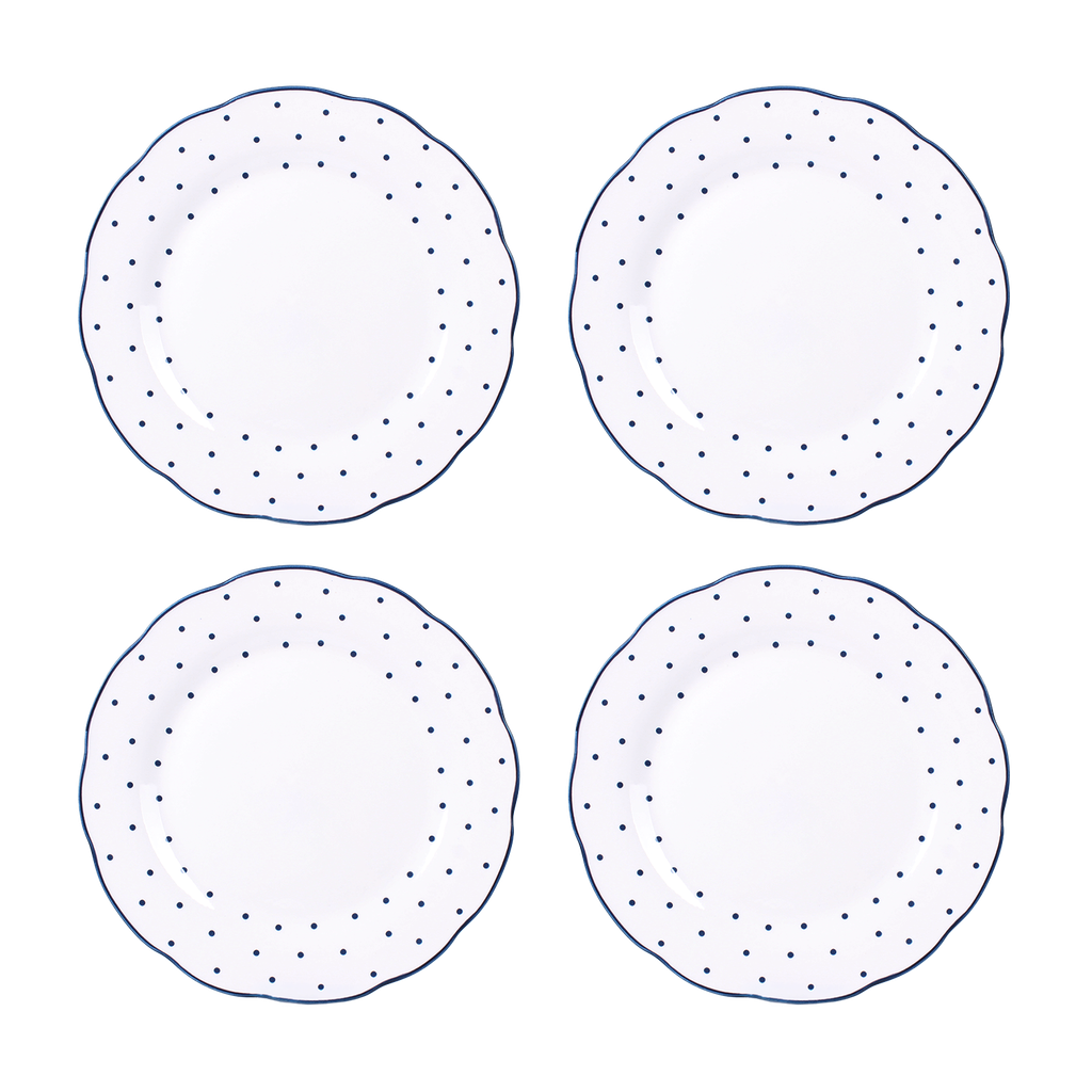 Set de 4 assiettes plates à pois