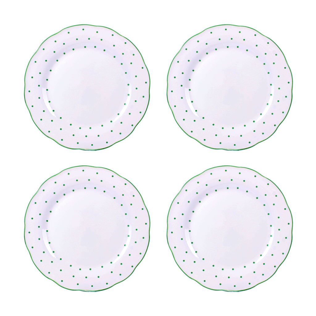 Set de 4 assiettes plates à pois