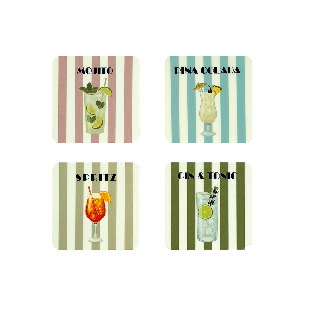 Set de 4 dessous de verre COCKTAILS