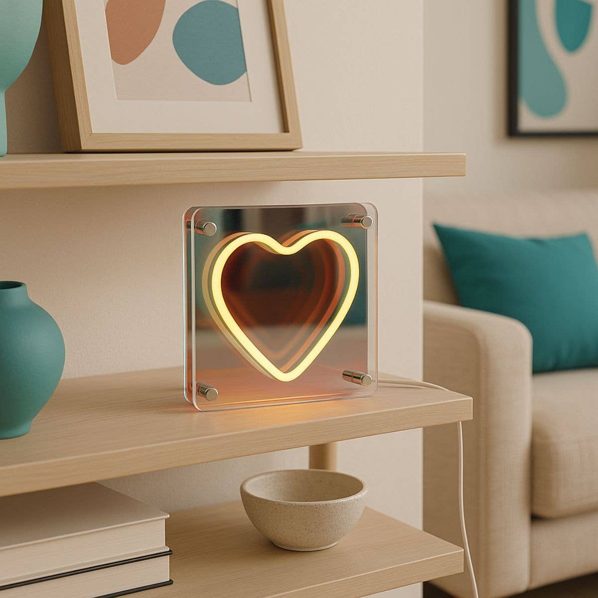 Cadre lumineux néon CŒUR – USB