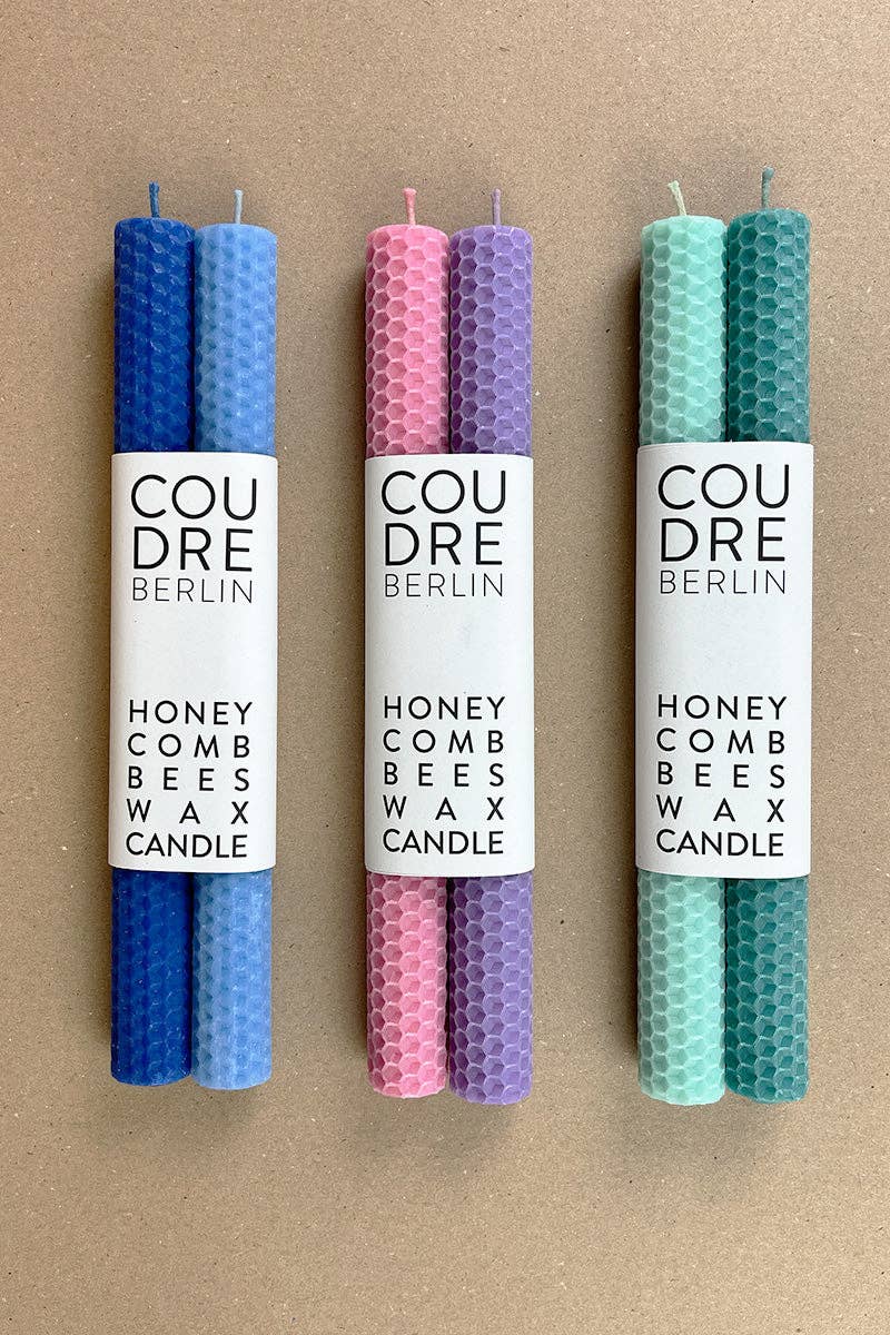 Bougies bâton en cire d’abeille – bleu ciel & océan