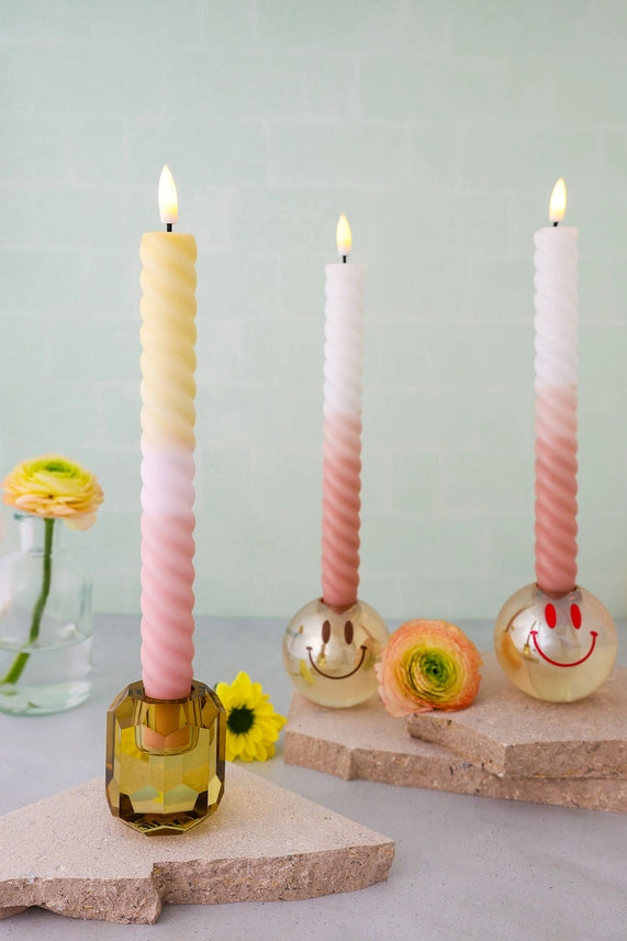 Bougeoir en verre HAPPY - rose