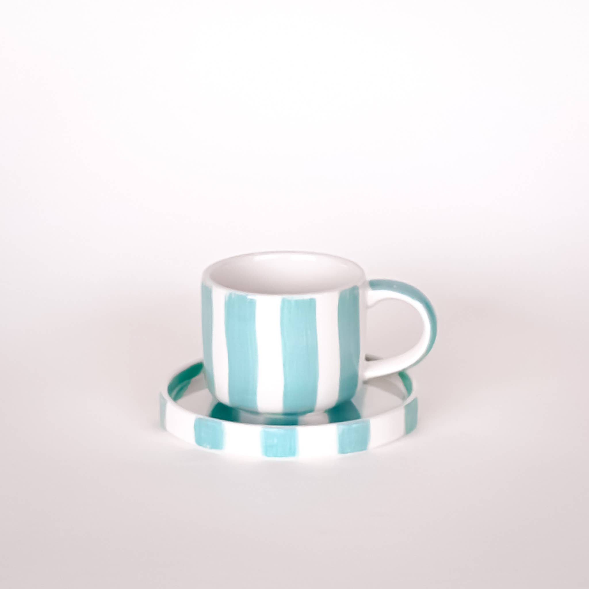 Set de 2 tasses espresso avec soucoupes – STRIPES amalfi mint