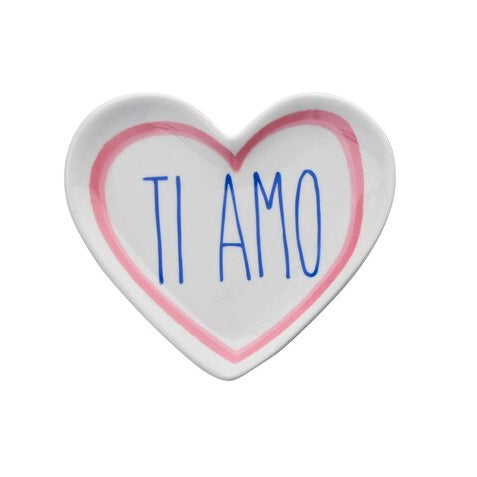 Assiette décorative cœur en porcelaine – “Ti Amo”