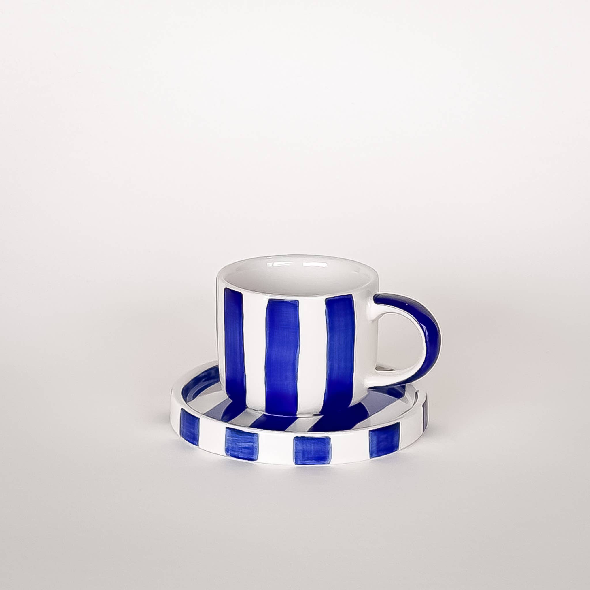 Set de 2 tasses espresso avec soucoupes – STRIPES mare blue