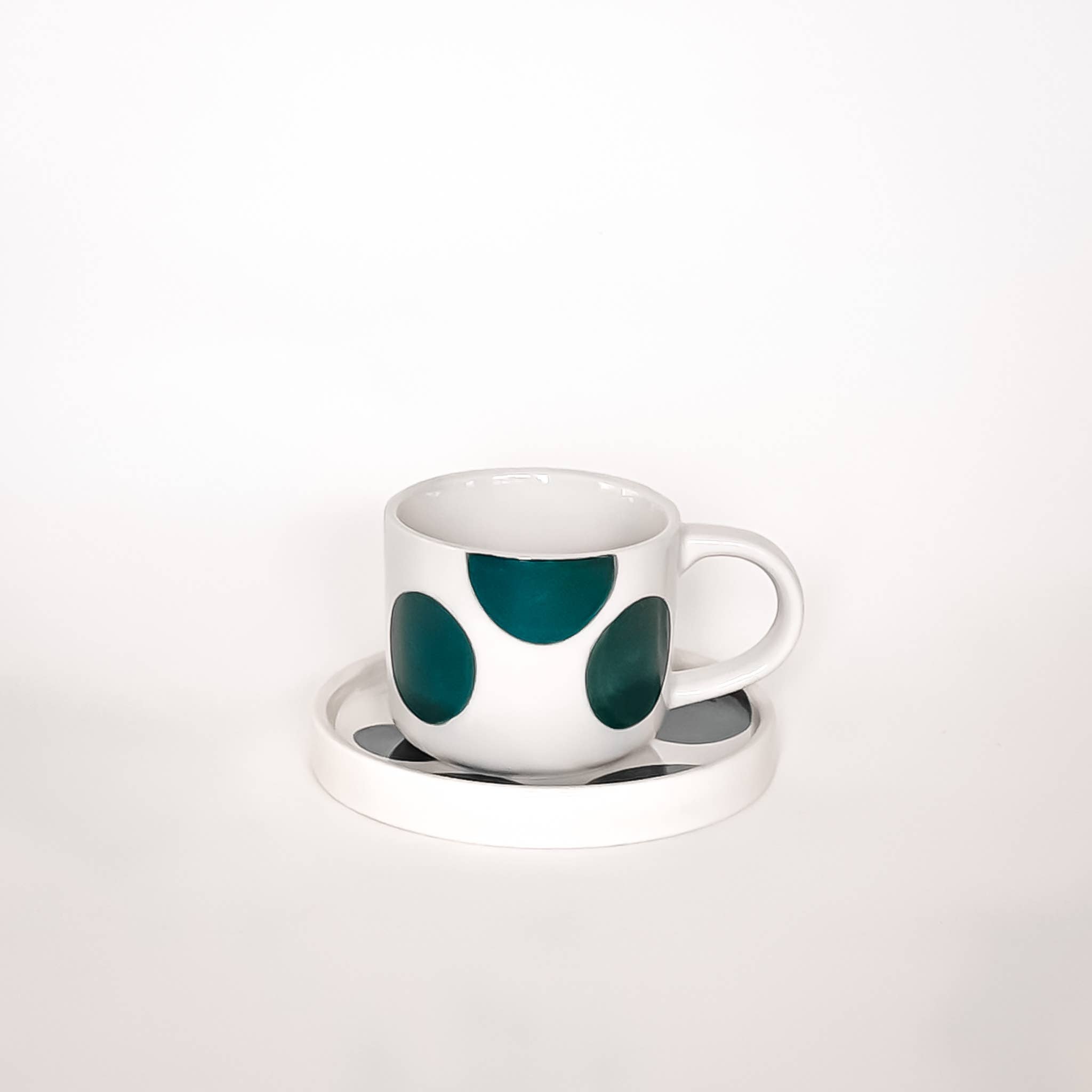 Set de 2 tasses espresso avec soucoupes – DOTS vert doux